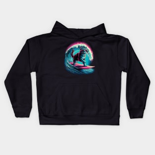 Funny Cat Surfing Gifts Funny Cat Surfer Kids Hoodie